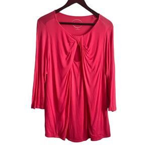 INC Women Rayon Top 1X Orange Cutout Draping Bodice Long Sleeve‎ Office Travel